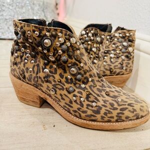 Free People Studded Leopard Ankle Booties